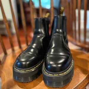 Dr. Martens Black Ankle Boots with Yellow Stitching
